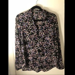 Express Portofino Shirt - Black with Floral Medium